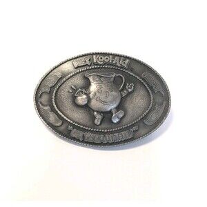 Kool-Aid Man Oh, Yeah! Belt Buckle Vintage Indiana Metal Craft Silver 1970's